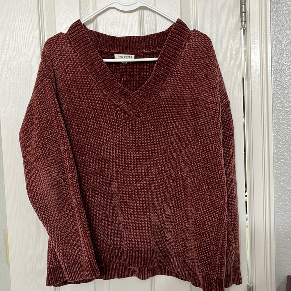 Rag poets beautiful knit and velvet sweater